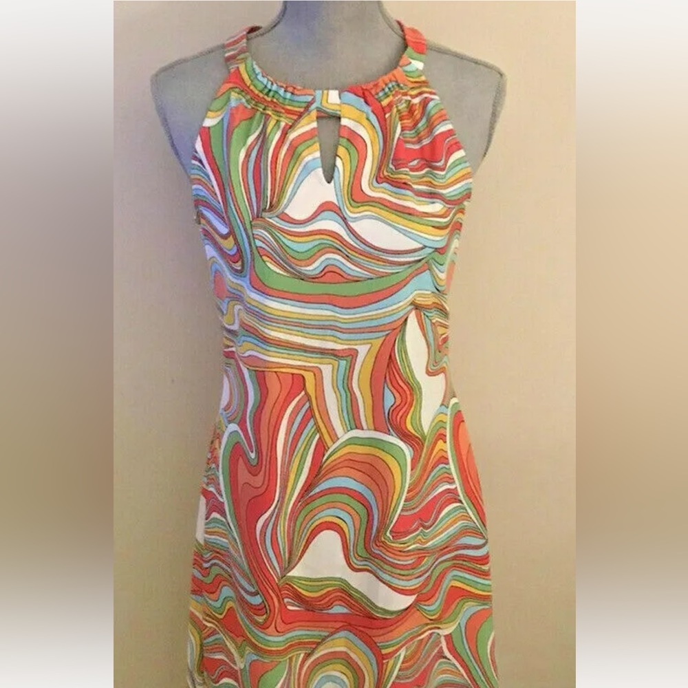 Jude Connolly, multicolored swirl, sleeveless summer dress or coverup size L